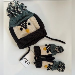 Zara kids (3-5) winter hat and matching gloves